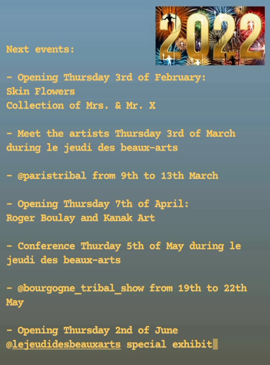 We wish you a Happy New Year and invite you to stay tuned to our 2022 program!
You will be impressed by the exhibitions we are preparing!
The exhibition Contemporary x Ancient and the Book Sale are extended until the 22nd of January!
And next events are listed in this post image