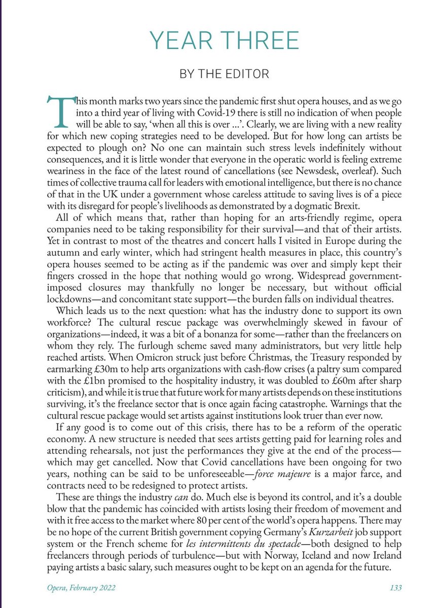 "What has the industry done to support its own workforce?"

On behalf of arts freelancers everywhere: thank you for asking the question, <a href="/operamagazine/">Opera with Opera News</a>.