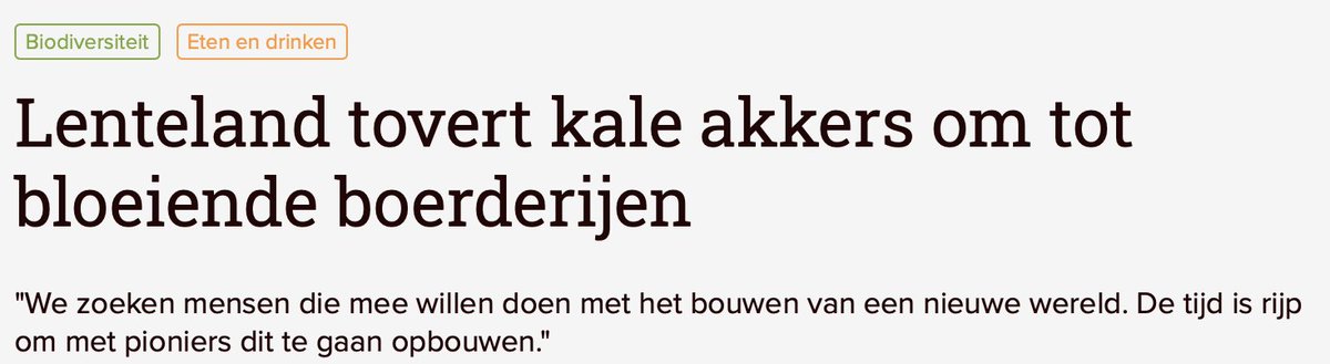 Onze oprichter Wouter Veer vertelt in dit mooie artikel op @VDWVM over zijn droom voor de Lenteland-boerderijen: regeneratieve landbouw, de gemeenschap die eigenaar wordt van de grond &amp; kansen voor Toekomstboeren die het anders willen doen. We gaan ervoor! voordewereldvanmorgen.nl/artikelen/lent…