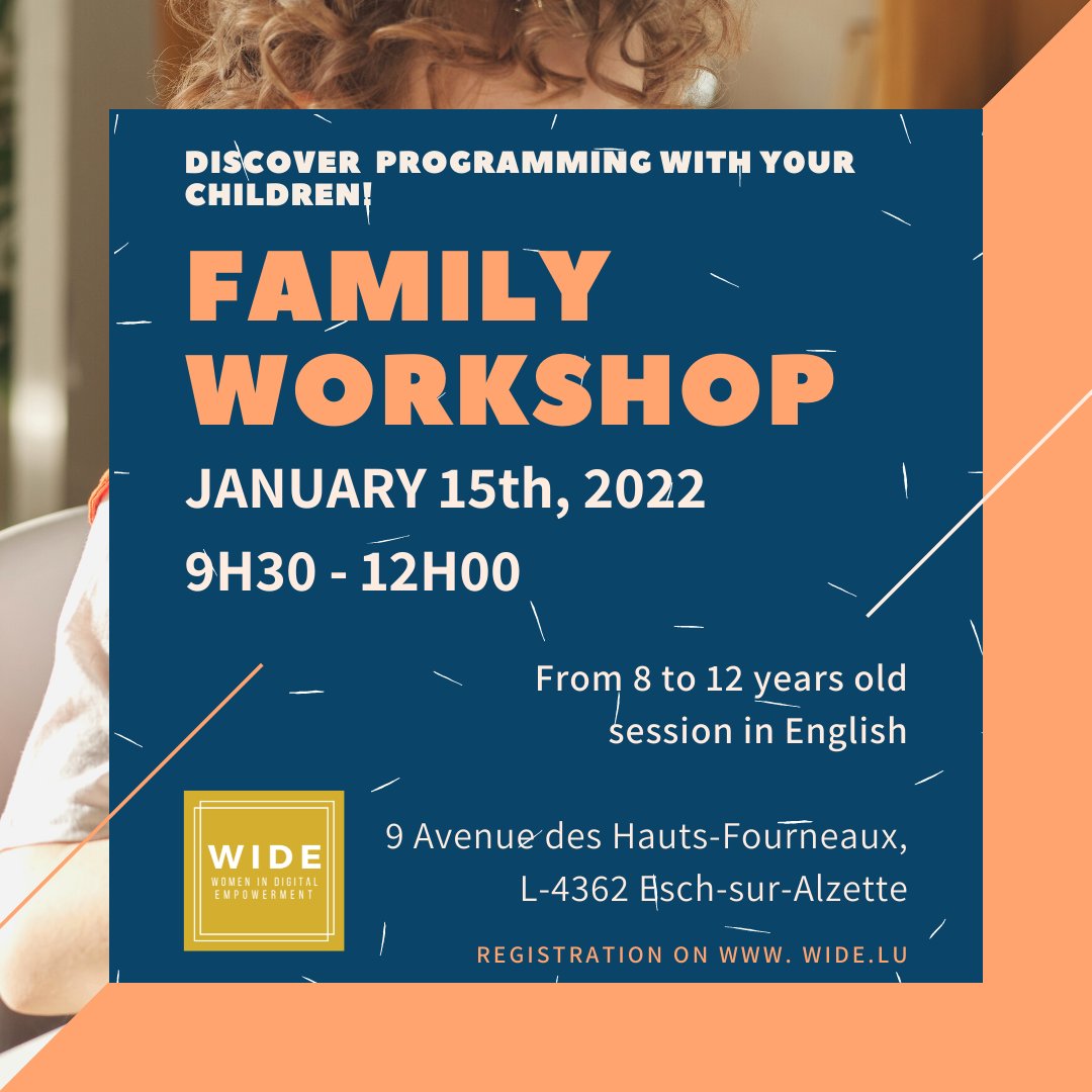 wide_lu's tweet image. Why not spend the weekend sharing a fun activity with your children? 👨‍👩‍👧‍👦

📍2 spots left for our Family Workshop (in English) to discover the basics of programming!

👉🏼 For more information and to register: bit.ly/3eeBSGA

#coding #familyworkshop #funwithcoding