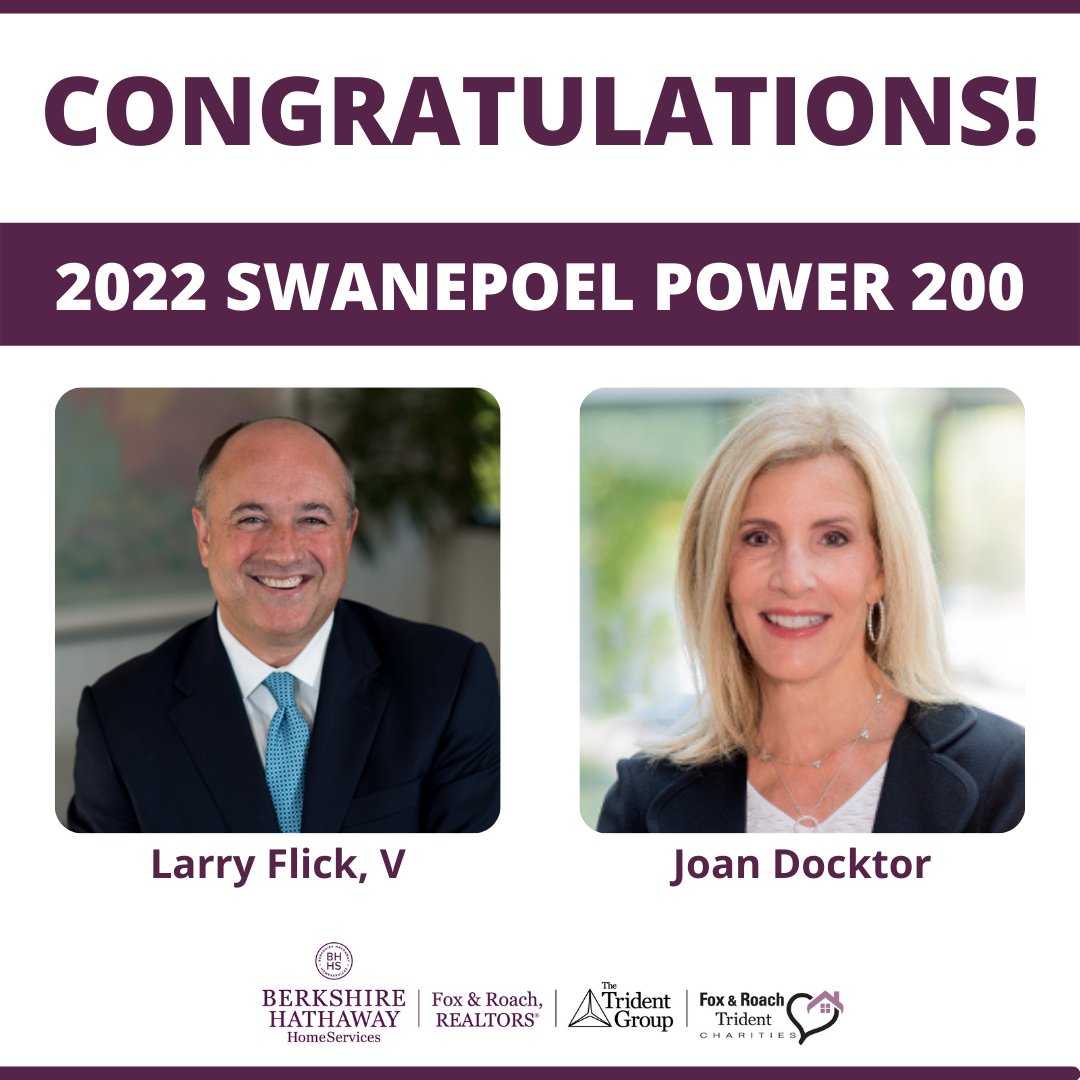 We want to congratulate our CEO, Larry Flick, V and President Joan Docktor for being named to the 2022 Swanepoel Power 200 list of the most powerful leaders in the real estate industry. 

Congratulations Larry and Joan!