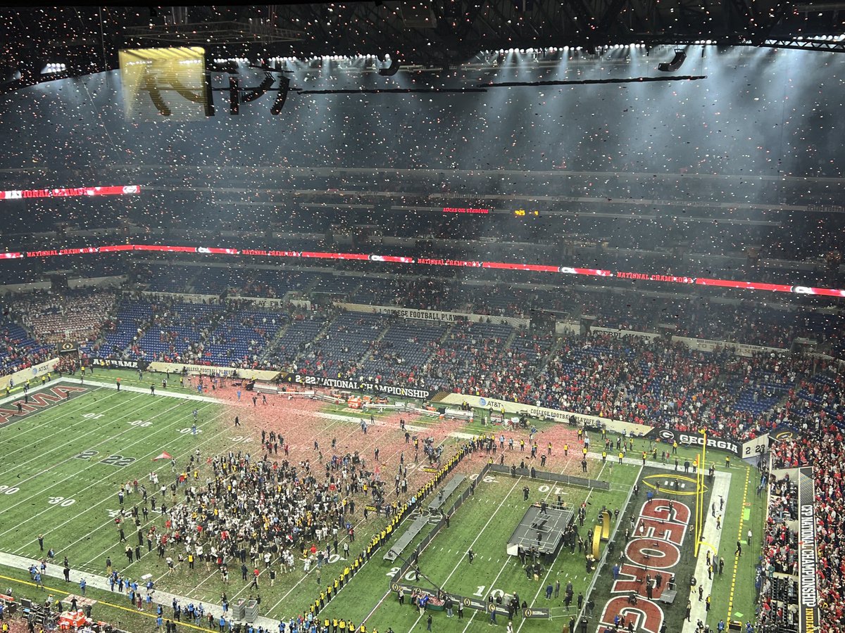 shawsportsturf's tweet photo. What an exciting game! Both teams played well! Big congrats to the @UGAAthletics on winning the @CFBPlayoff  National Championship on #shawsportsturf! 🏈🎉🏆 https://t.co/3W629ihSHJ