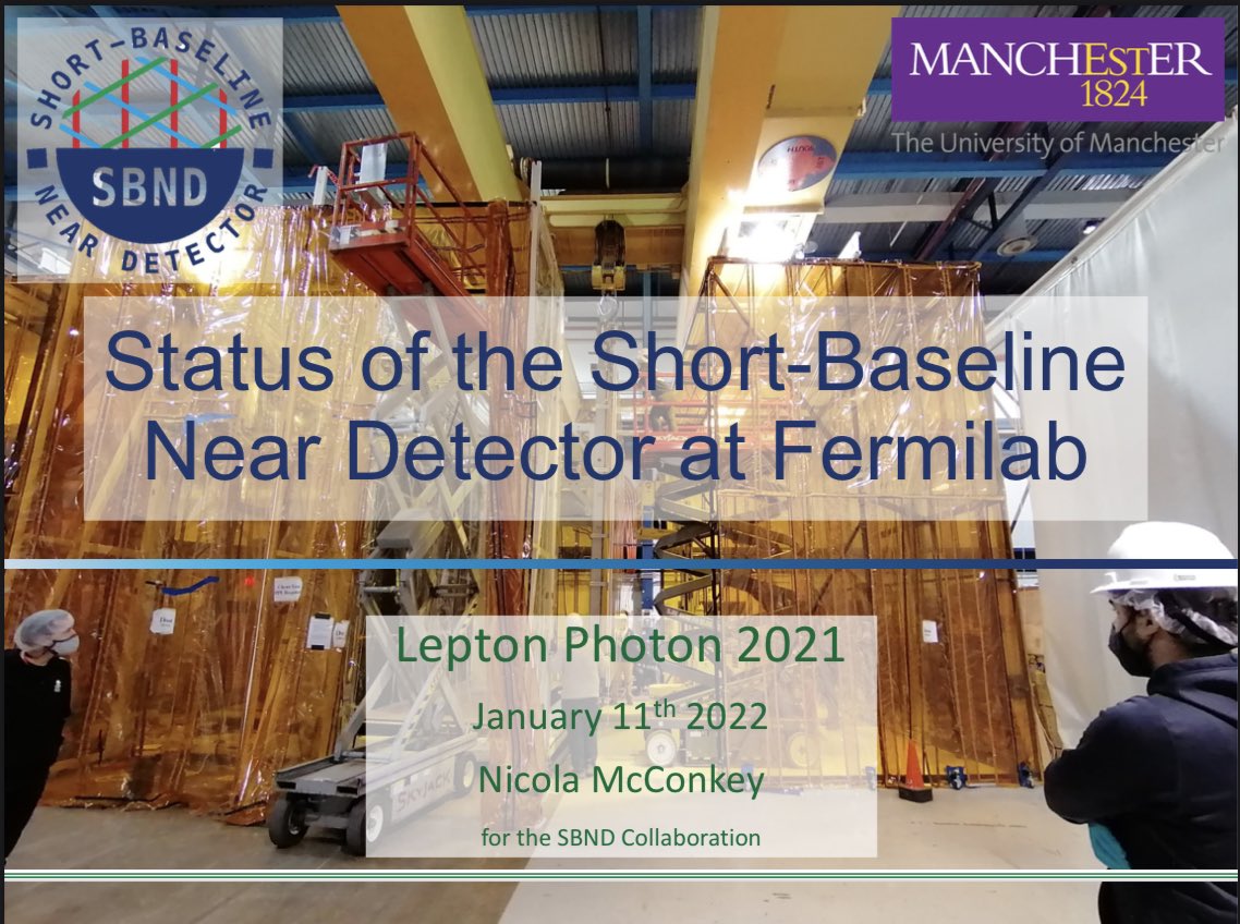 Anyssa (@anavrera) on Twitter photo Very nice talk about the status <a href="/sbnddetector/">Short Baseline Near Detector</a> by my <a href="/UoMparticle/">UoM Particle Physics</a> colleague Nicola McConkey at <a href="/lp2021mcr/">Lepton Photon 2021</a> . I’m very excited to see what SBND has in store for us!! #lp2021 Very nice talk about the status <a href="/sbnddetector/">Short Baseline Near Detector</a> by my <a href="/UoMparticle/">UoM Particle Physics</a> colleague Nicola McConkey at <a href="/lp2021mcr/">Lepton Photon 2021</a> . I’m very excited to see what SBND has in store for us!! #lp2021