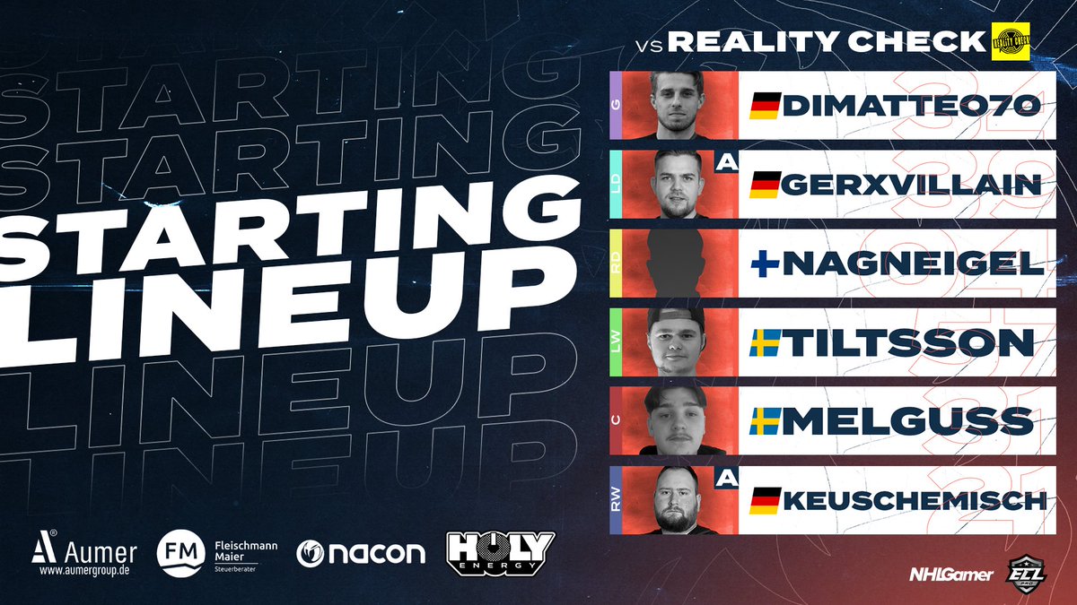 Our starting six for tonight‘s matchup against the ECL 12 Lite Champions 🍍 As always live on <a href="/Twitch/">Twitch</a> 🦖

🆚 <a href="/REC_EASHL/">Reality Check</a> 
🕘 21:00CET
📺 twitch.tv/norexgamingtv 
🎙 <a href="/kandykills1/">kandykills</a> 

#thisisnorex #guesswhosback #NHL22 #esports #MukanaWilhelm #xbil <a href="/NHLGamerCOM/">NHLGamer</a>