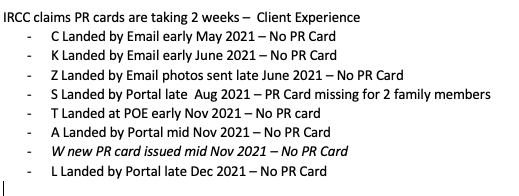 IRCC Processing Times for PRINTING PR Cards are excessive and for many applicants substantially more than the 2 weeks claimed by <a href="/CitImmCanada/">IRCC</a> <a href="/SeanFraserMP/">Sean Fraser</a> - these Canadian PRs are hostage in Canada - these backlogs create ++backlogs in webforms, PRTDs &amp; new PR apps #cndimm #PR
