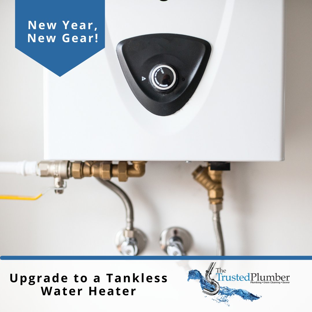 TheTrustedPlumb's tweet photo. Get some new gear this year! 🎇

2022 is here and now is the perfect time to upgrade to a Tankless Water Heater!

Here are some benefits of installing a tankless system compared to a typical tank storage system:

✨ More Energy Efficient
✨ Uses Less Water
✨ Takes Up Less Space https://t.co/RtvwG5MntU