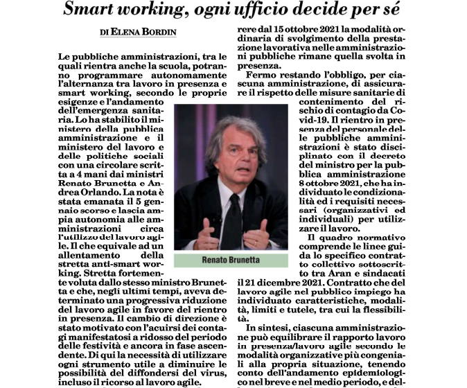 SmartWorkersUn1's tweet photo. Ogni ufficio decide da sé? Per il Ministro la libertà di programmare lo #smartworking di ogni singola amministrazione equivale al 49% massimo delle giornate lavorative. Il pensiero fordista regna sovrano. @ItaliaOggi https://t.co/S3QXs3gkz6