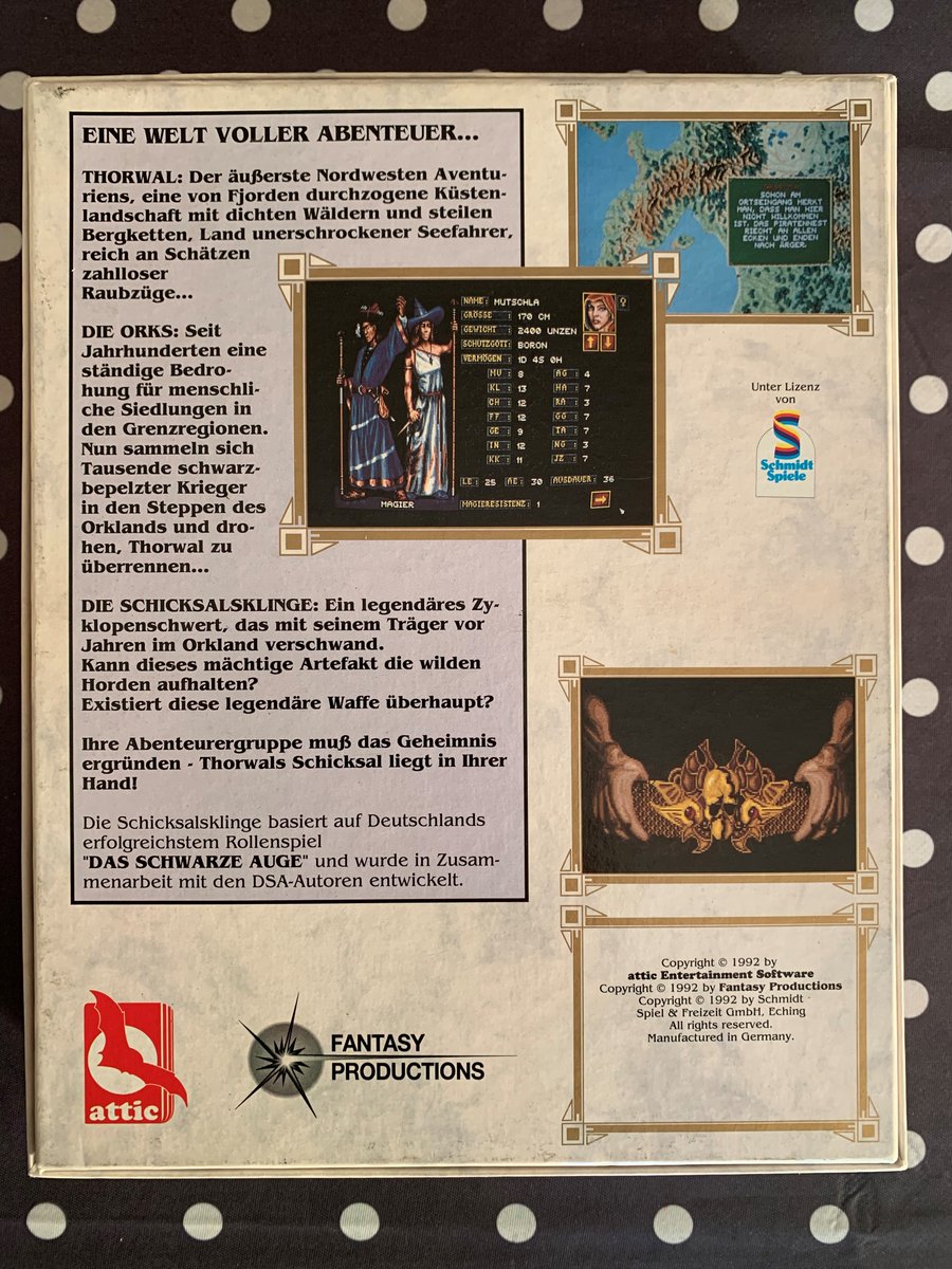 Wiborg1978's tweet photo. The #GameOfTheDay is #RealmsOfArkania: Blade of Destiny (a.k.a. Das Schwarze Auge: Die Schicksalsklinge) by #attic Entertainment Software in 1992. The limited Edition was unfortunaly sold out but the letter was signed by @GuidoHenkel himself. English Manual Author was @br https://t.co/bcld9Ohcfb