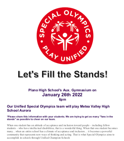Please come out and support your unified team from PHS on Jan. 26!