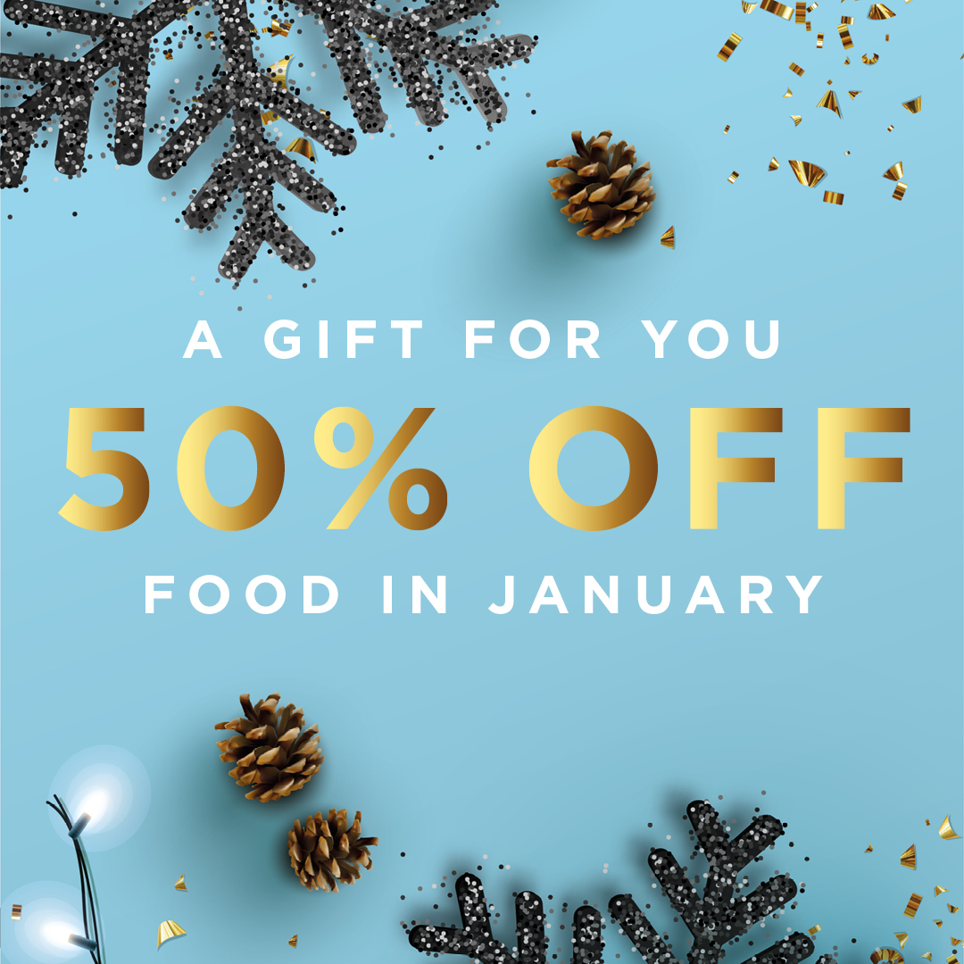 Don't miss out on 50% off Food in our Drakes Lounge &amp; Bar this January! Sign up to claim your voucher at ow.ly/b9ub50HoFOO and keep up to date with the latest offers and promotions throughout the year!