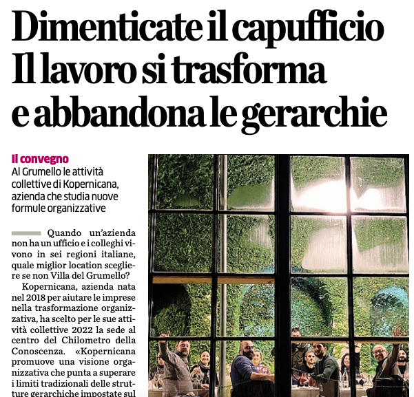 Un bel report del nostro #offsite su <a href="/laprovinciadico/">La Provincia di Como</a> 
Se vuoi conoscerci e scoprire di più su #Kopernicana 
➡️ kopernicana.com