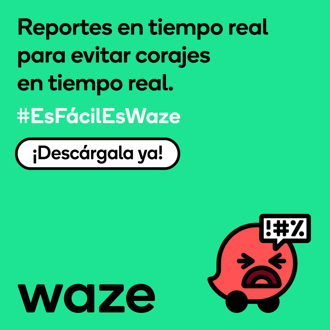 ¿Se te hizo tarde? Usa Waze y gracias a nuestros reportes en tiempo real, encuentra la ruta para llegar a tiempo. #EsFácilEsWaze