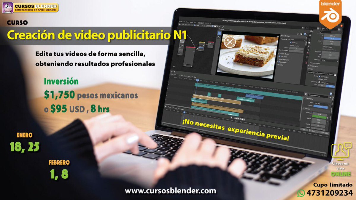 casyopea's tweet image. Que el 2022 sea el año de superación constante y concretar metas.
Cursos de iniciación a Blender para 3D y para edición de video, no se requiere experiencia previa. #b3d #Blender3d #CursosBlender #BlenderEducation
