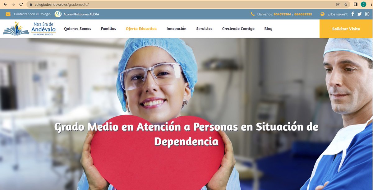 colegioandevalo's tweet photo. Hemos comenzado el año con un nuevo proyecto educativo. Ya está abierto el plazo de matrícula para el curso 22-23 en Técnico de Grado Medio en Atención a Personas en Situación de Dependencia. Solo hay 30 plazas. #FPDual, #gradomedio, #FP, #FPsevilla https://t.co/Sk5h0t2TtU https://t.co/4ayzaJ5YOE