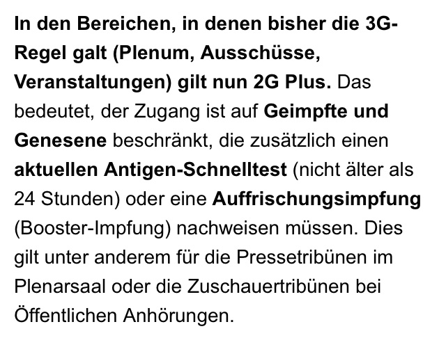 MichaelEsders's tweet image. #2GPlus im #Bundestag gilt nicht nur im Plenum, sondern auch in den Ausschüssen. Damit ist der Punkt erreicht, an dem der Rest der Fassade abgeräumt wird. Der Triumph des „Regimes“ (O-Ton Scholz) über die #Demokratie wird öffentlich zelebriert.

bundestag.de/presse/pressem…