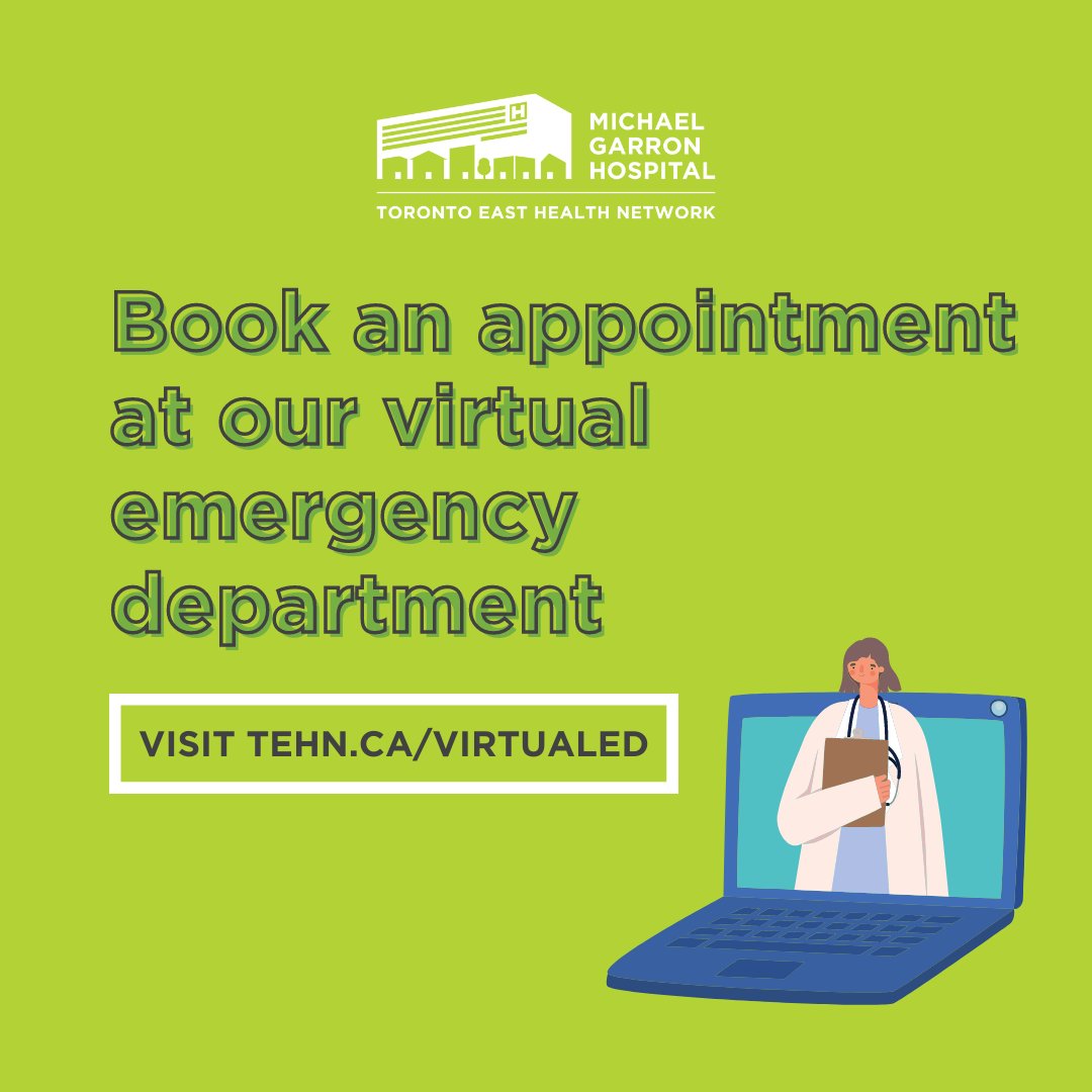 MGH Emergency Department physicians are available by appointment online seven day a week! 💻

If you have an urgent medical problem you think is non-life-threatening &amp; are unable to reach your family doctor, you can book an appointment at our Virtual ED: tehn.ca/VirtualED