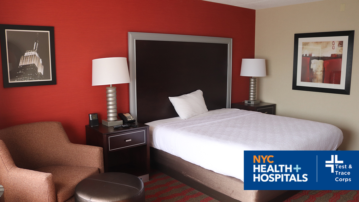 NYCHealthSystem's tweet photo. If you have tested positive for #COVID19 or have been exposed to someone who has, our Take Care hotels are for you! Our #NYCTestandTrace Corps is connecting eligible New Yorkers to free hotel rooms to help #StopTheSpread of the virus. More info: https://t.co/LApNVTgpG0 https://t.co/ZglvfDoPB1