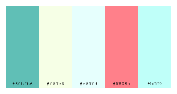 ColPaletteBot's tweet photo. Beep beep, here's a pretty color palette for you!
color-scheme.js parameters used:
- hue: 357
- variation: light
- colors: #60bfb6, #f6ffe6, #e6fffd, #ff808a, #bffff9
Have a lovely evening!
#twitterbot #colorpalette #colors #palette #prettycolors https://t.co/VsdvHFXIrk