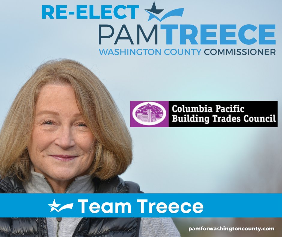 pamelatreece's tweet photo. π£ #TeamTreeceTuesday Endorsement Announcement: Columbia Pacific Building Trades Council supports Pam Treece for Washington County! https://t.co/K1LJFs0xjR