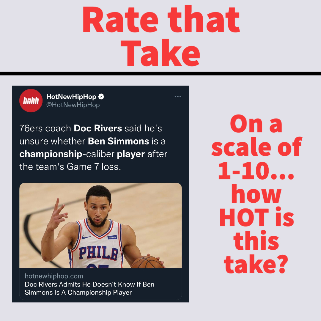 MattKempterPod's tweet photo. How HOT of a take is this? Do you think that Ben Simmons is a championship caliber player after his playoff performance last season? #MKP https://t.co/OKTyFQjnLF