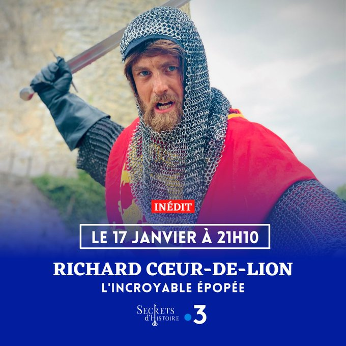 Histward's tweet photo. @bernstephane avec #Secrets d'#Histoire revient sur les secrets de l'#épopée de #RichardCœurdeLion sur @France3tv. Sortez vos boucliers et épées⚔️, Rendez-vous le lundi 17 janvier à 21H 10 ⚔️ https://t.co/uHLHfAF6kB