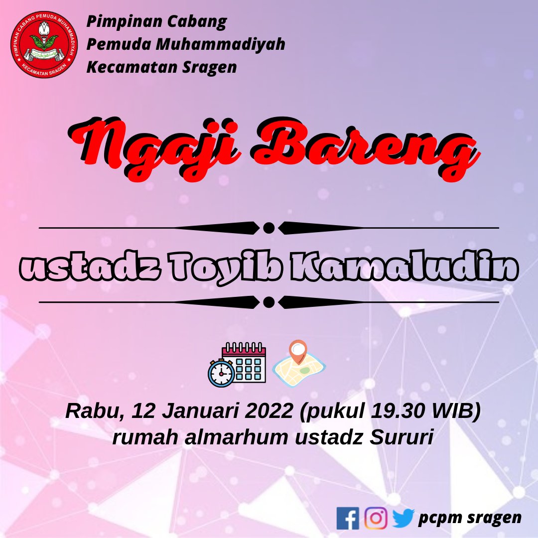 pcpm_sragen's tweet photo. Ngaji bareng nanti malam bersama ustadz Toyib Kamaludin di rumah almarhum ustadz Sururi (Cantel Wetan).

#ngaji #kajian #pengajian #pcpm #pcpmsragen #pemudamuhammadiyah #muhammadiyah #sragen https://t.co/m1ZDQQCoeH