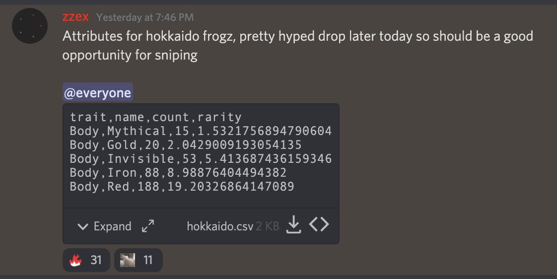 Another day of easy profits for our users thanks to attributes for both SolBouncers and Hokkaido Frogs shared early in the discord. 

If you still haven't joined us, what are you waiting for? 🚀