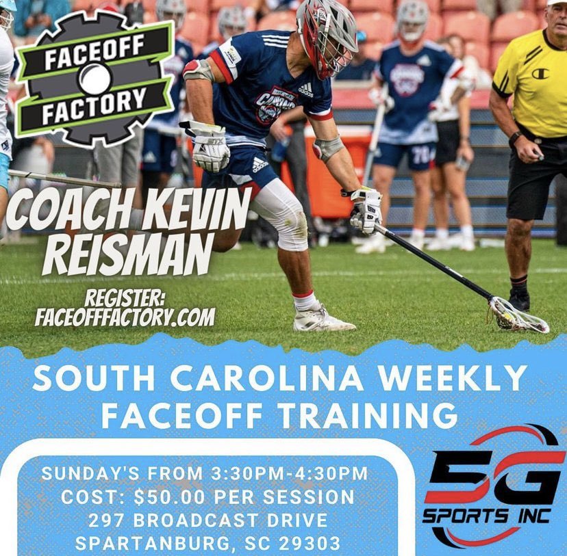 Inc5g's tweet photo. NEW DAY AND TIME…starting this Sunday from 3:30-4:30PM…Faceoff Factory with Coach Kevin Reisman will be back at 5G Sports for their weekly training. This will be the NEW Day and Time…go to https://t.co/DddY921T1w, to register, cost is $50.00 per session. @FaceoffFactory https://t.co/rZgobLYowO