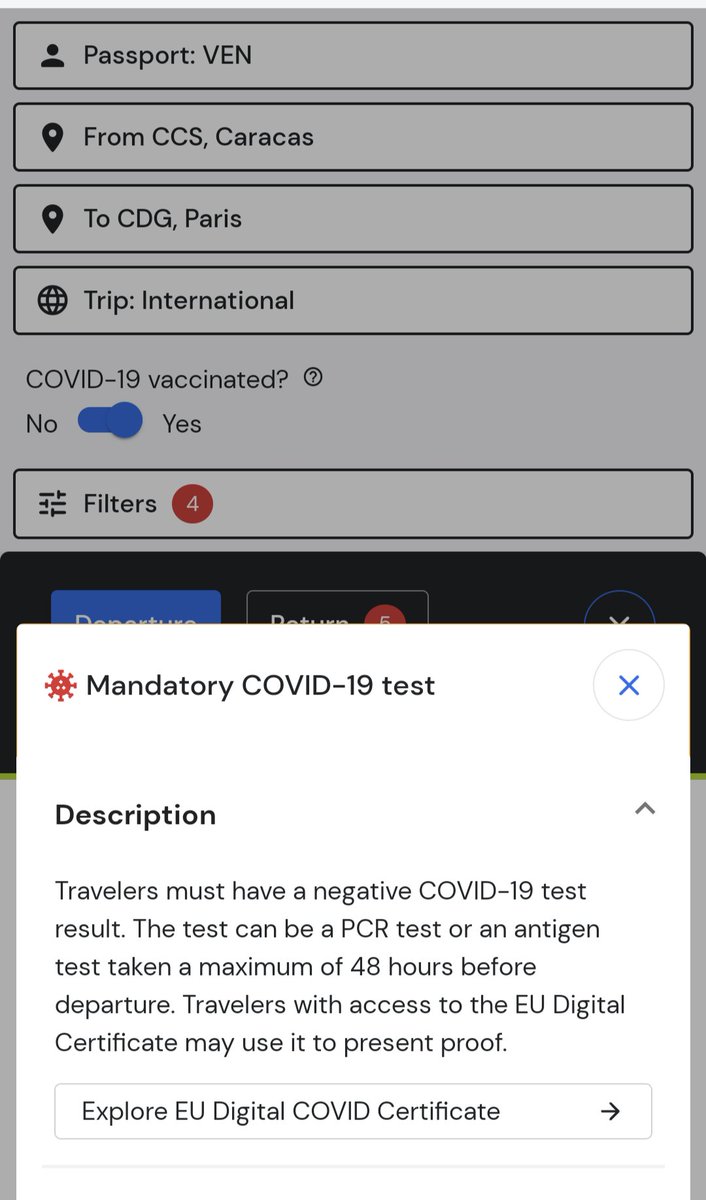 isalfonzor's tweet photo. @TK_HelpDesk @TurkishAirlines Thank you. As indicated on your site, for a fully vaccinated passenger, a negative antigenic test is accepted. Departing from Caracas to Paris. https://t.co/47pCuaHNNd