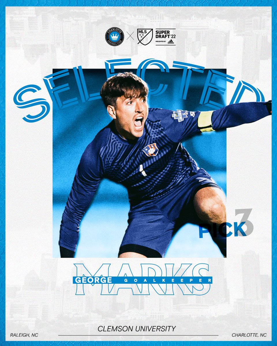 CharlotteFC's tweet image. We have selected George Marks from Clemson University as our third pick in the #SuperDraft!

#ForTheCrown | @georgemarks_24