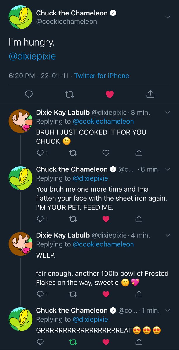 Chuck and Dixie in a nutshell 😆
#ChuckTheChameleon #SRToonz #suppertime