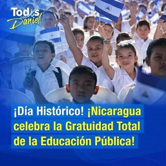 La Educación Pública gratuita en todos los niveles educativos en #Nicaragua es una realidad a partir del 11/01/2007 No hay cobros en el sistema educativo por ninguna acción educativa, ni en preescolar,primaria,secundaria,educación tecnológica y universitaria <a href="/minednicaragua/">Ministerio de Educación Nicaragua</a>