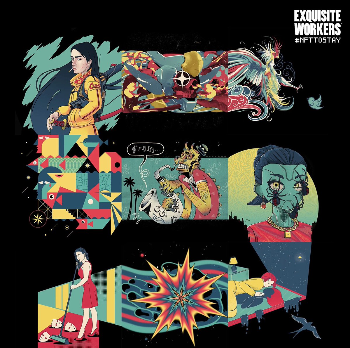 WIN the chance to participate in the art history‼️💀🧬

Your CloneX to become a super 2D drawing in a sequence of 2K interconnected pieces 👉 instagram.com/exquisiteworke…

1️⃣ Show your #Clonex on comments
2️⃣ Retweet &amp; tag 2 frens
3️⃣ Follow us &amp; <a href="/RogerHaus/">Roger Haus 💮</a> 

Until 25.01.22, 8 pm CET🍀