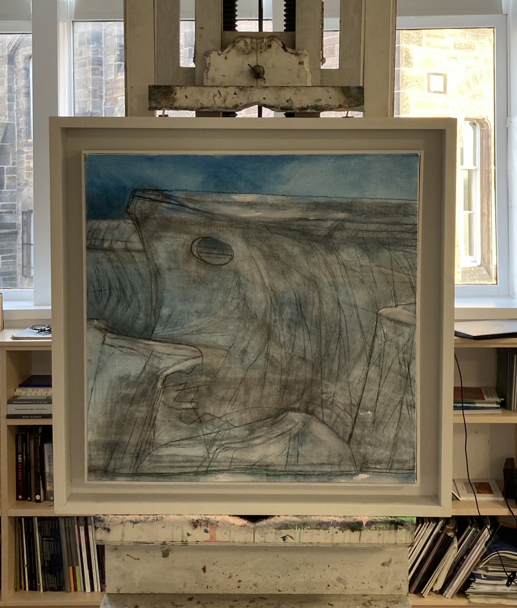 What a treat to see Wilhelmina Barns-Graham’s late glacier work ‘Untitled’ of 1994, displayed on the artist’s easel, @WBGTrust today. Oil on canvas. Collection & (c) @WBGTrust. #wilhelminabarnsgraham #womanartist #modernscottishart #modernbritishart #glacier