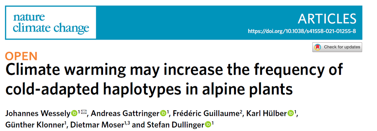 microclim2's tweet photo. 1/6 “Heat-adapted genotypes of alpine plants could become rarer under climate change“. Say what again?
Let’s have a closer look at this surprising result from our new #OA publication in #NatureClimate, a thread by@microclim2 team member J. Wessely.
https://t.co/izYlUnaXy2 https://t.co/WY2S62fom4
