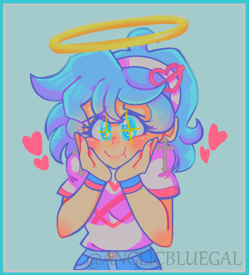 ANGLICBLUEGAL's tweet photo. ⠀

[ a little gasp escaped out of
the blue gal as she looked at
the brownie, her hands lands
on her cheeks as a smile crafted
on her face. ]

❝  f - for  me??  Thank  you
big  brother!  that  is  so  kind
of  you! ❞ ( ✨ ) 

[she reaches her hands out and
🔽🔽🔽

⠀ https://t.co/zvQTw095Bl