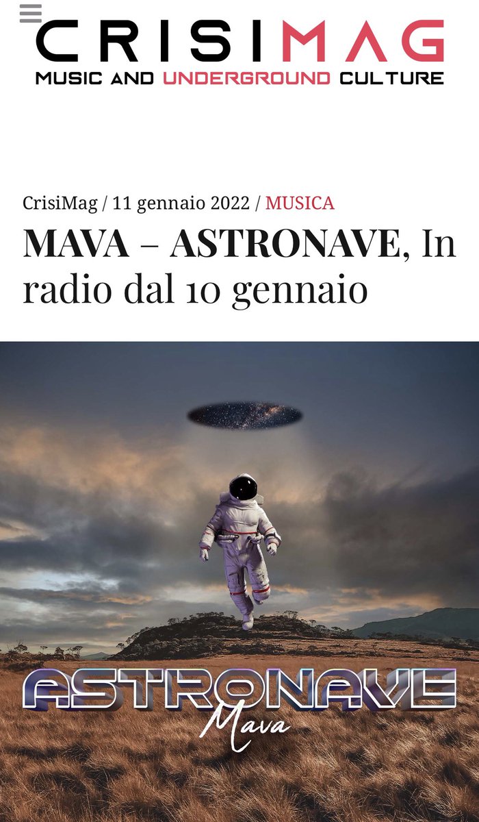 Leggi questo articolo in cui CrisiMag parla di “Astronave” by <a href="/mava_matteo/">MAVA</a> 

crisimag.com/2022/01/11/mav…

#WowRecords #Astronave #Articolo #NewMusic #newmusic2022