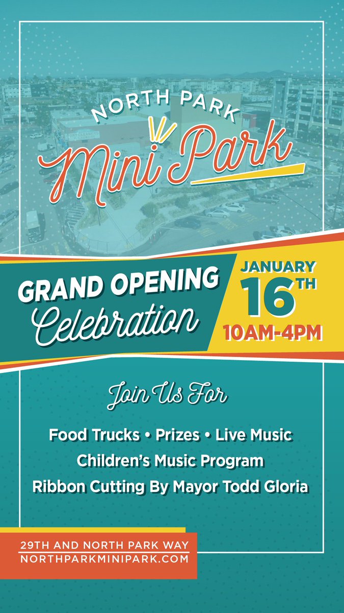 Come join us to celebrate a new beginning and the culmination of a long process at the grand opening celebration for the North Park Mini Park this Sunday.