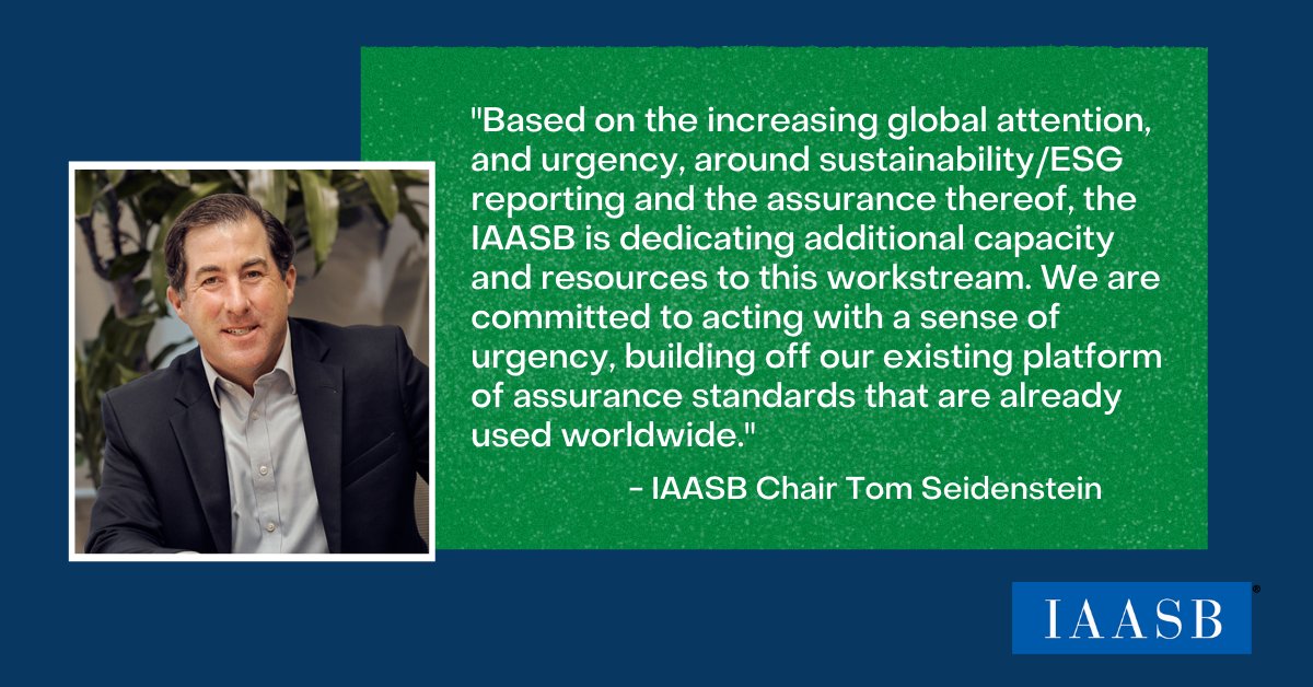 #Sustainability &amp; environmental, social, and governance (#ESG) assurance will see increased time/resourcing in 2022–2023 - prominent additions to our new work plan, which was approved by the IAASB in December and now awaits further approval by the PIOB: ow.ly/XZLW50Hs93v