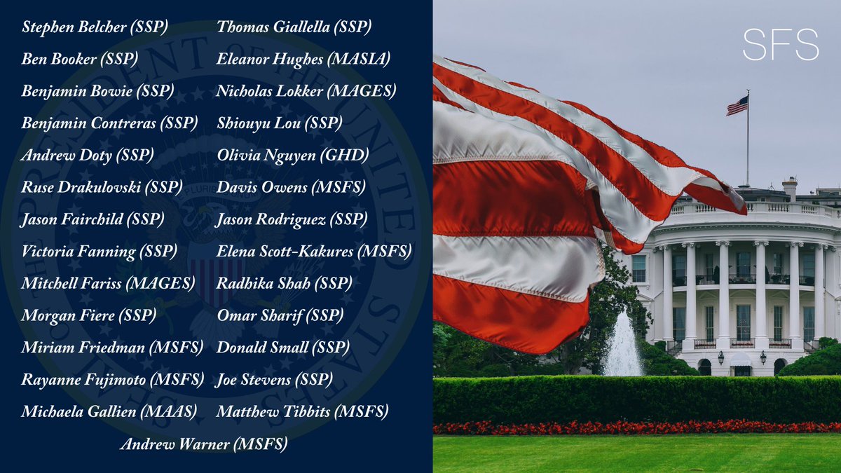 Congratulations to the 27 (!) SFS students and graduates named as 2022 <a href="/USOPM/">U.S. Office of Personnel Management</a> Presidential Management Fellows (PMF) Program finalists! We're so proud of you and can't wait to see what you achieve throughout your careers in public service. 👏👏👏
