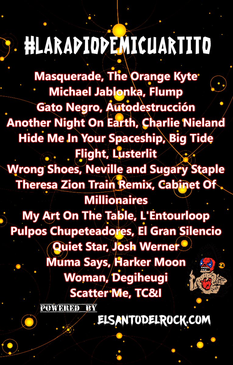 El Santo del Rock (@santodelrock) on Twitter photo #LaRadioDeMiCuartito Ep40T2 100122
<a href="/theorangekyte/">The Orange Kyte</a> <a href="/jablonka01/">Michael Jablonka</a> <a href="/gato_negromx/">Gato Negro</a> <a href="/CharlieNieland/">Charlie Nieland</a> <a href="/lusterlitnyc/">Lusterlit</a> <a href="/NevilleStaple/">THE SPECIALS Neville Staple</a> <a href="/SugaryStaple/">Sugary Staple</a> <a href="/cabinetmillion/">Cabinet-Millionaires</a> <a href="/Lentourloop_/">L'ENTOURLOOP</a> <a href="/ElGranTony/">tony hernandez</a> <a href="/HarkerMoon/">Harker Moon</a> @degiheugi
x.com/i/broadcasts/1… #LaRadioDeMiCuartito Ep40T2 100122
<a href="/theorangekyte/">The Orange Kyte</a> <a href="/jablonka01/">Michael Jablonka</a> <a href="/gato_negromx/">Gato Negro</a> <a href="/CharlieNieland/">Charlie Nieland</a> <a href="/lusterlitnyc/">Lusterlit</a> <a href="/NevilleStaple/">THE SPECIALS Neville Staple</a> <a href="/SugaryStaple/">Sugary Staple</a> <a href="/cabinetmillion/">Cabinet-Millionaires</a> <a href="/Lentourloop_/">L'ENTOURLOOP</a> <a href="/ElGranTony/">tony hernandez</a> <a href="/HarkerMoon/">Harker Moon</a> @degiheugi
x.com/i/broadcasts/1…