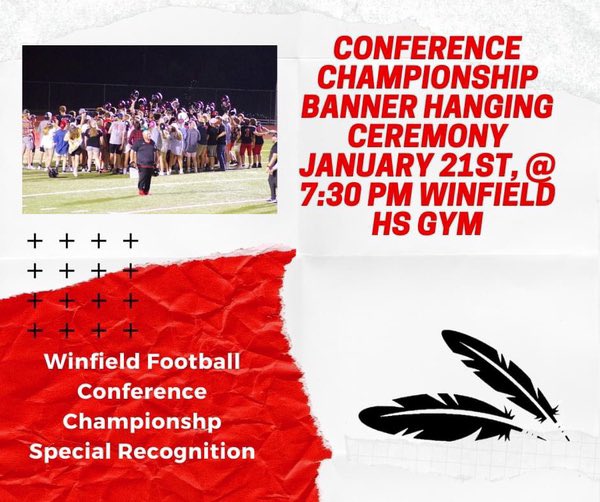 Our 2021 team accomplished something no previous 🏈 team at Winfield ever did: Win Conference. Join us on Friday, Jan 21st in between the boys and girls 🏀 games as the team is recognized and the first ever football banner is hung in the gym for our 2021 GAC North Championship!