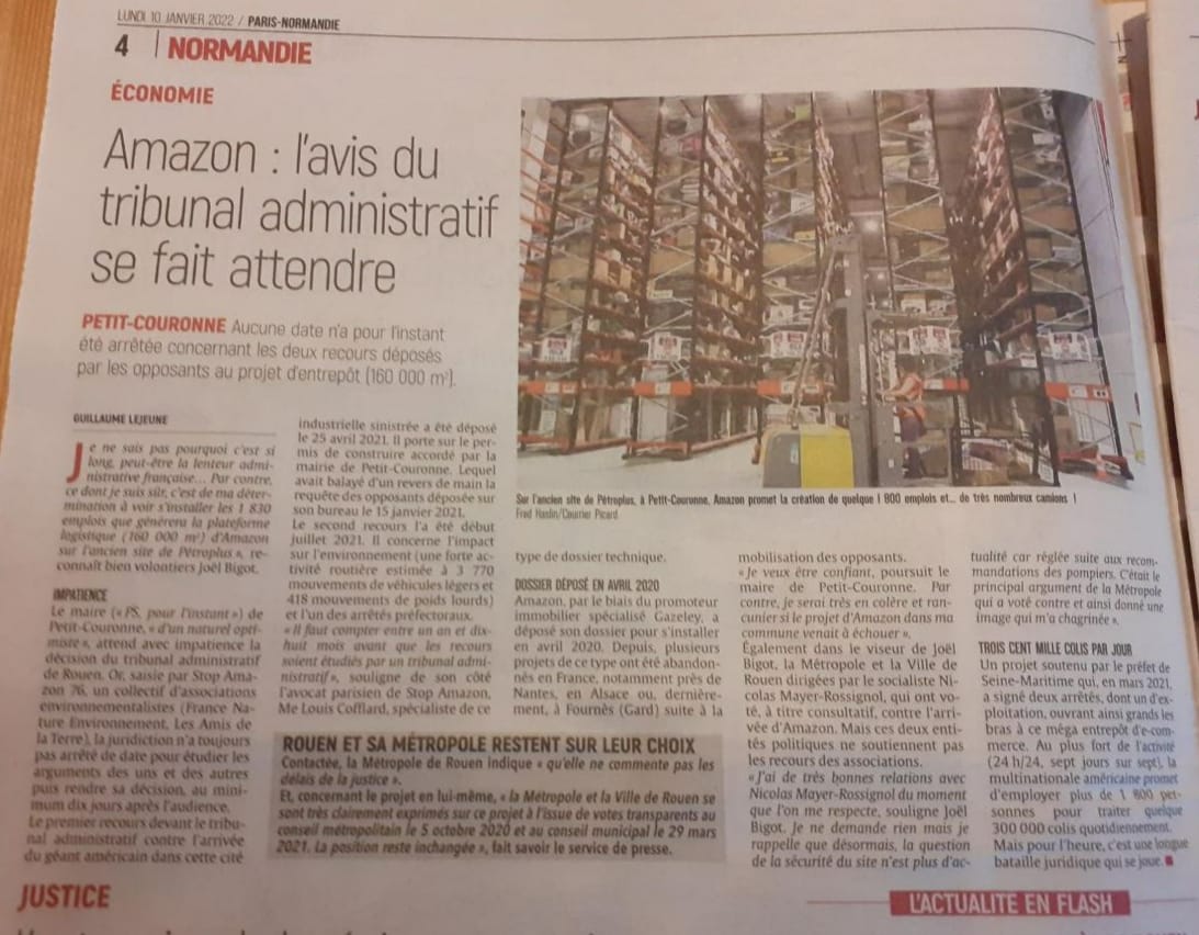 Monsieur Bigot a raison de douter. #Nantes, #LeGard ont vu chacun leur projet de construction d'entrepôt #Amazon abandonné suite aux recours juridiques et aux mobilisations citoyennes.

👇Détail de l'article ici👇
paris-normandie.fr/id267145/artic… via <a href="/paris_normandie/">paris_normandie</a>