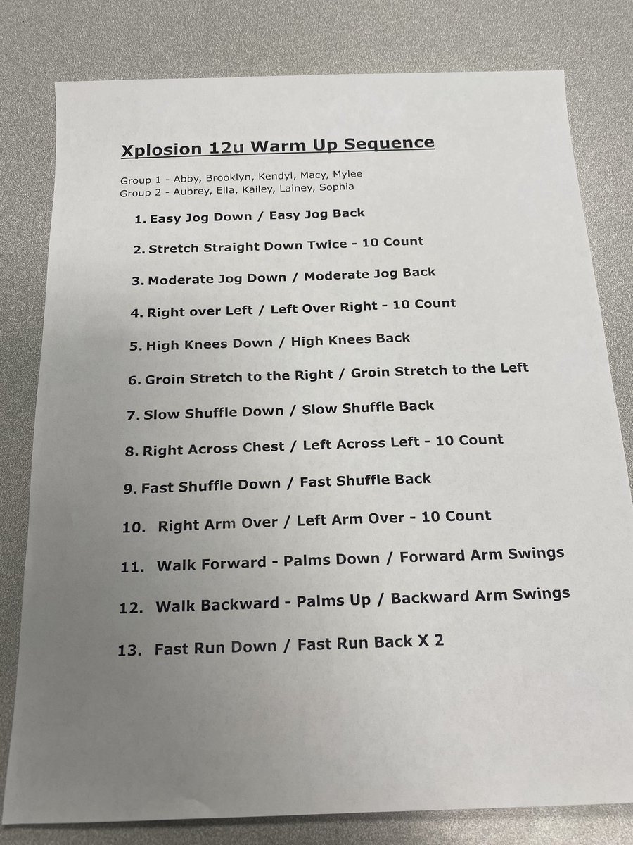 Here is practice plan #1 for first year 12u Softball.  We use the same stretching / warm up routine   #youthcoaching