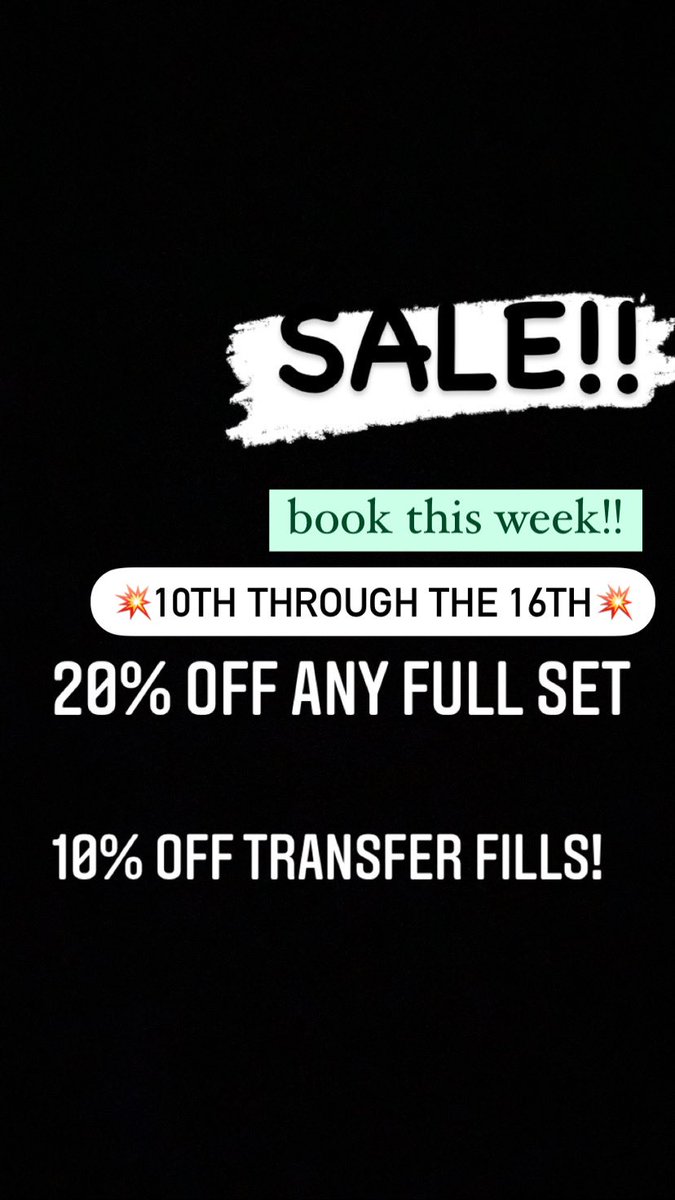 not_casey_'s tweet photo. 💥LASHES SALE💥
I’m running a deal the 10th to the 16th 
⚪️20% off full set 
⚪️ 10% off transfer fills 
Plus $5 off your lashes and a friends if you referred them to me!! https://t.co/nMCQdNyual
