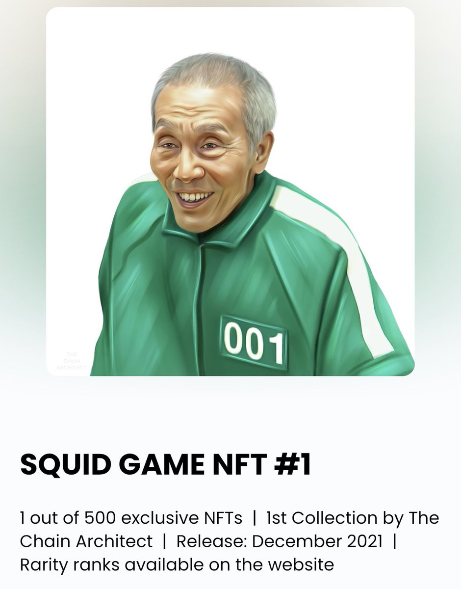 Cogratulations to O Yeong-su who played Player 001 for winning his first #GoldenGlobe Award! 🏆👏👏 #Goldenglobes2022 #SquidGame #NFT