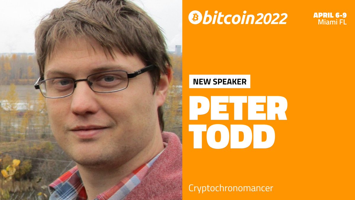 Announcing Cryptochronomancer, Peter Todd as a #Bitcoin2022 speaker!  @peterktodd is a former #Bitcoin Core contributor, consultant, and founder  of OpenTimestamps.
