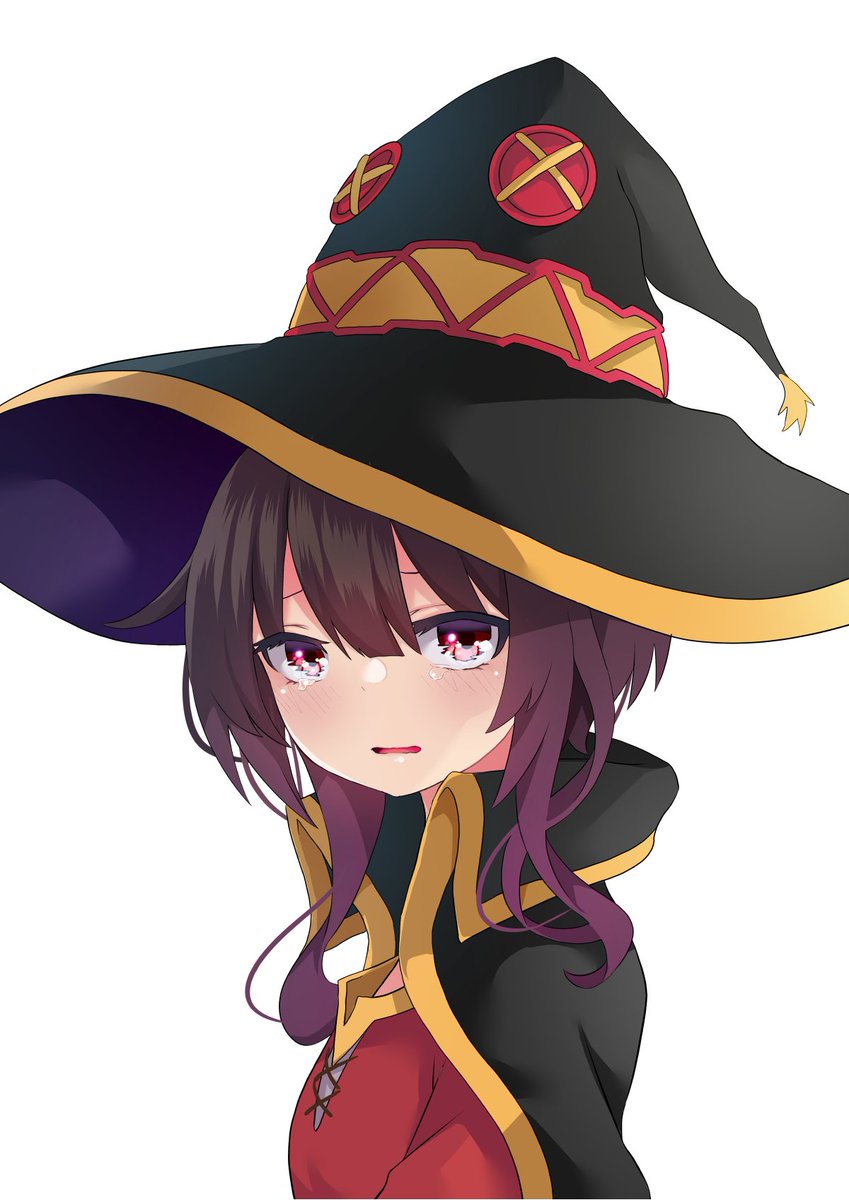 megumin 1girl hat witch hat solo red eyes white background looking at viewer  illustration images