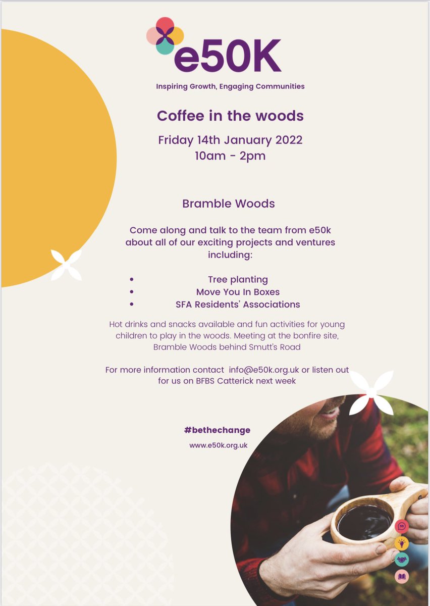 TheOfficialCGFC's tweet photo. COFFEE IN THE WOODS | ☕️🌱🌳

📆 Friday 14th January
📍 Bramble Woods ( aka Hipswell Habitat ) 

Please feel free to pop along for a ‘Coffee in the Woods’ - with one of our partner sponsors @E50Korg 🙌

Find out more about the overall project here : 

➡️ https://t.co/yLwjBvKfRE https://t.co/g8kOMzgwVK