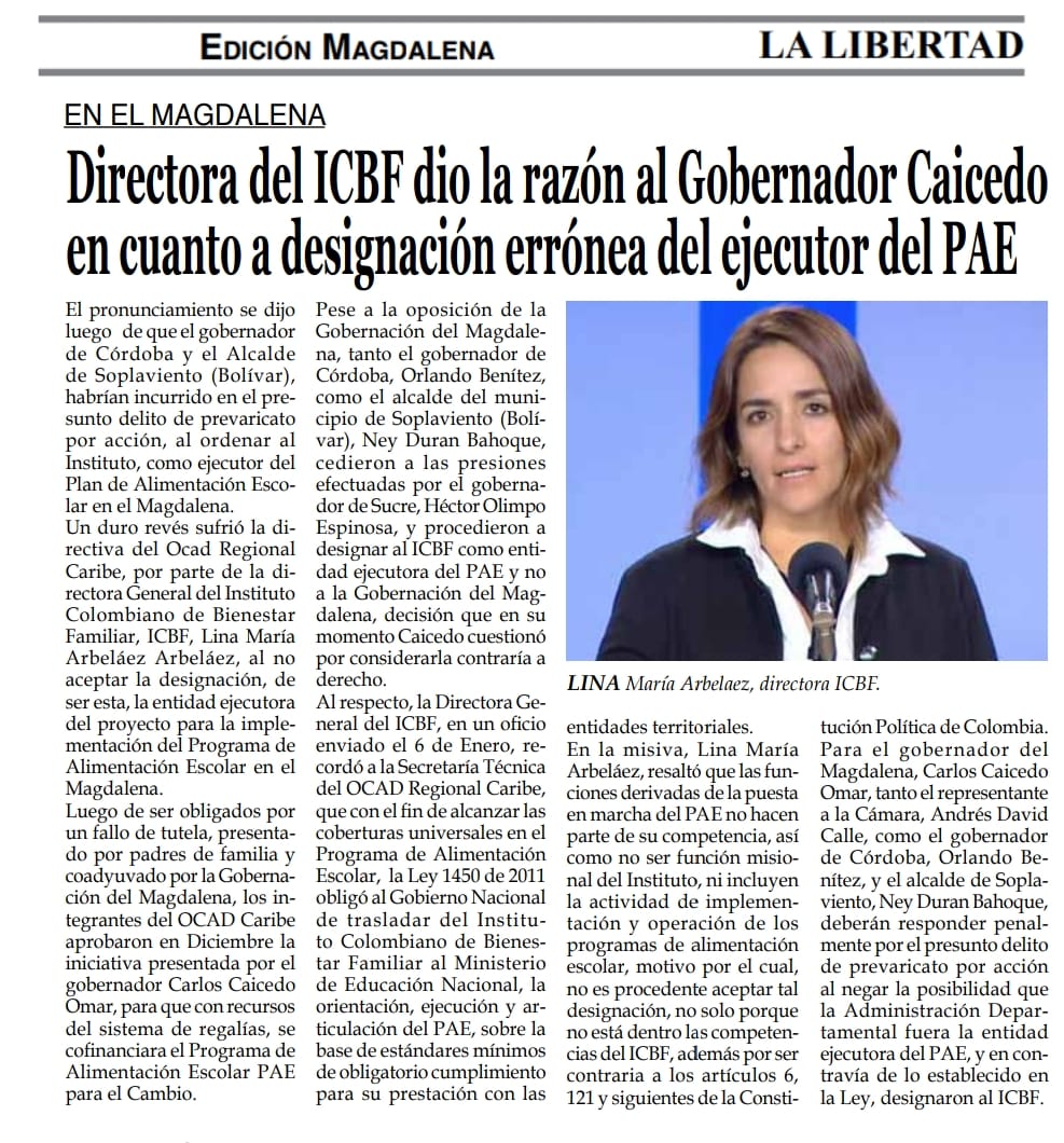 carlosecaicedo's tweet photo. Directora ICBF nos da la razón, ejecución del PAE debe ser realizada por @MagdalenaGober y no por ICBF regional. No se les dio la jugadita a las fichas de politiqueros en OCAD Caribe, les importó muy poco hacer esperar injustamente a miles de niños que necesitan alimentación. https://t.co/ugtvLAfWii